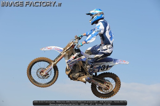 2009-10-03 Franciacorta - Motocross delle Nazioni 0405 Free practice MX1 - Antti Pyrhonen - Honda 450 FIN